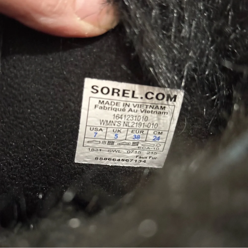 Sorel Tofino Cate Boots Sz 7 Black Faux Fur Waterproof Winter Après Ski Gorpcore